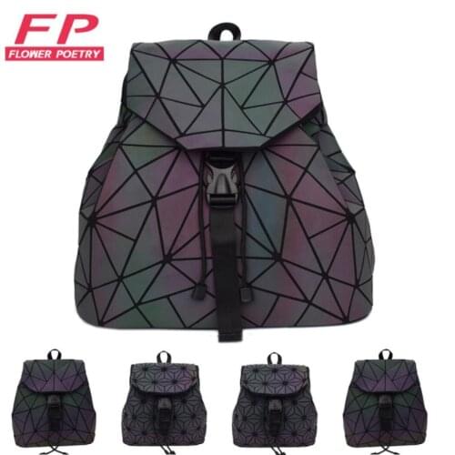 Women Laser Luminous Backpack Mini Geometric Shoulder Bag Folding Student School Bags For Teenage Girl Hologram Bao Backpack