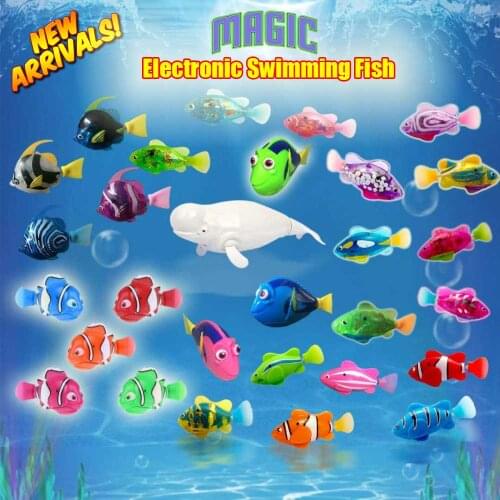 Electric fish swimming electronic pet fish simulation magic light sensor clown fish playing in water bath toys
