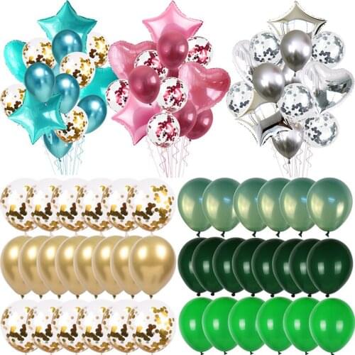 14/20/40pcs Star Heart Confetti Balloons Set Metallic Chrome Ballon Birthday Balloon Baby Shower Wedding Decoration deco globos