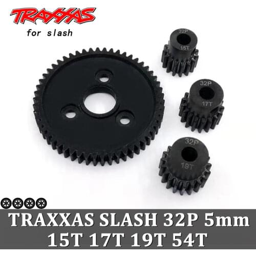 32p Pinion Motor Gear Metal M0.8 5mm Shaft 54T 15T 17T 19T Reduction Gears for 1/10 Rc Car Motors TRAXXAS SLASH 3665 3674 4268