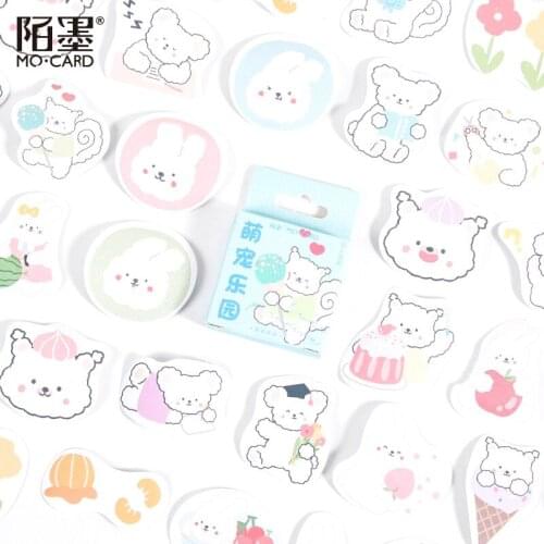 46 pcs/box Cute Pet Paradise Series Decorative Stationery mini Stickers Scrapbooking DIY Diary Album Kawaii Stick Lable