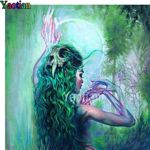 5D DIY Diamond Painting Fantasy moonlight horror skull woman Diamond Mosaic Cross Stitch Kits Square Round Diamond Art
