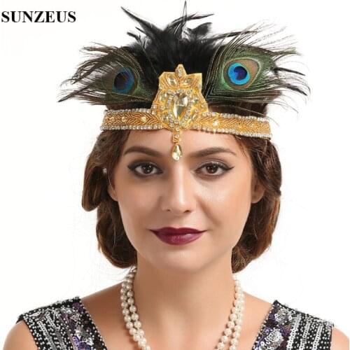 Front Waterdrop Beaded Gorgeous Headband for Bridal Wedding Hair Accessories Colorful Feathers Hippie Dancing Headwear BQ009