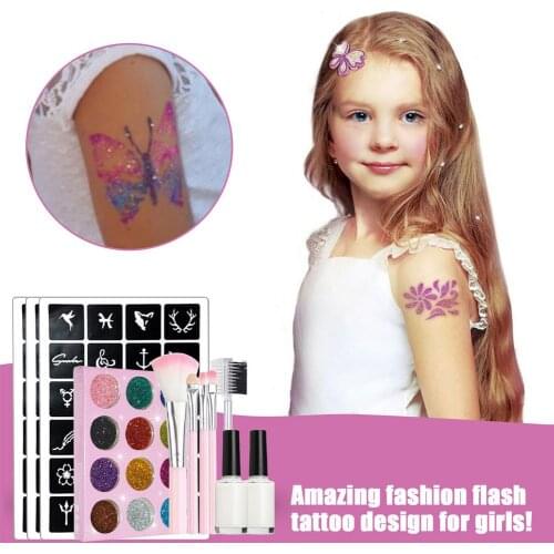 Glitter Temporary Tattoo Sticker Waterproof Tattoo Decals Skin-Friendly and Safe Easy to Remove Suitable for All Ages