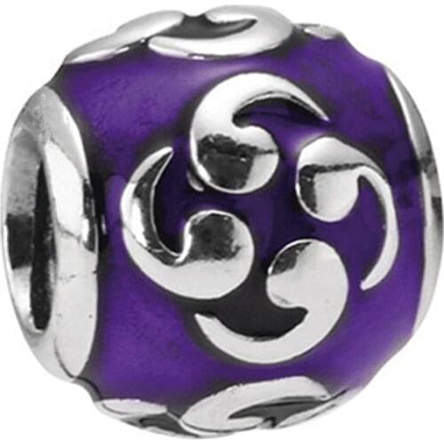 Blue Enamel Charms Beads 925 Sterling Silver Bead Fit Necklaces Bracelets New Year Gift DIY For Women Jewelry