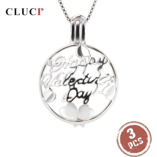 CLUCI 3pcs 925 Sterling Silver Mothers Day Gift Pendant for Necklace Making Women Jewelry Silver 925 Round Cage Pendant SC242SB