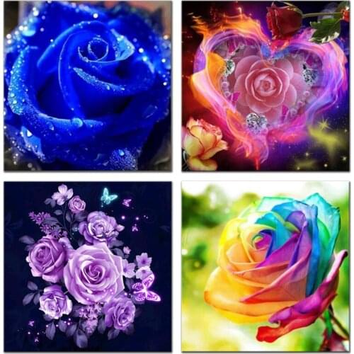 Diy 5D Diamond Embroidery Flower 5D Mosaic Sale 3D Popular Diamond Painting Romantic rose Resin stone stickers wall Decor Crafts
