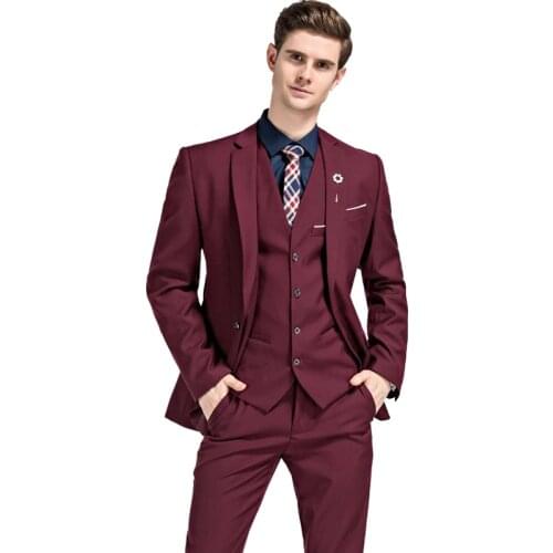 Mens Slim Fit Casual Suits Custom Mens Business Tuxedos Suits Men Wedding Formal Suits 3 Piece Terno Masculino Jacket Vest Pant