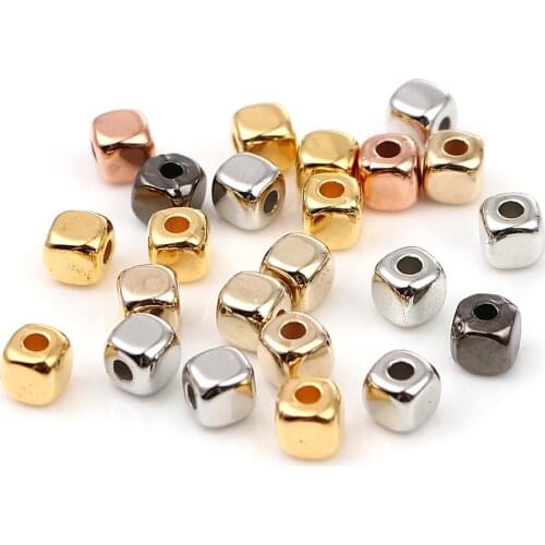Doreen Box CCB Plastic Metal Beads Square Beads for DIY Jewelry Making Rose Gold , 1Packet, 3x3mm ( 500 PCs)/4x 4mm 3(00 PCs)