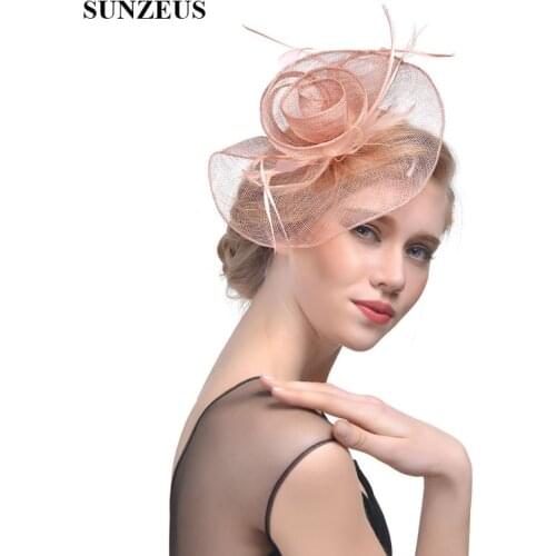 Elegant Linen Flower Bridal Hats Simple Wedding Hats for Bride Womens Party Hair Accessories Girls Dancing Prom Hats SH40