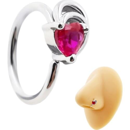 JHJT 20G Septum Clear Nose Ring Hoop 316L Surgical Stainless Steel Heart Tragus Cartilage Earrings Nostril Piercing