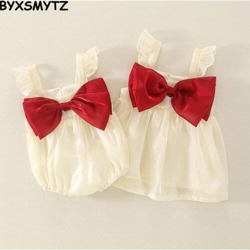 Party Dress Newborn Baby Bodysuit Baby Girls Summer Dresses Sling Net Gauze Bag Fart Dress Sisters Romper Mu Yun Gauze Jumpsuit