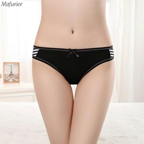 Mafurier Free Shipping New Women Cotton Striped Panties Underwear Female Sexy Briefs ShortpantsTanga Knickers For Women 6Pcs/Lot