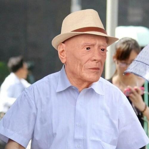 Party Mask Realistic Silicone Old Man Headwear for Crossdresser Halloween Hooded Mask