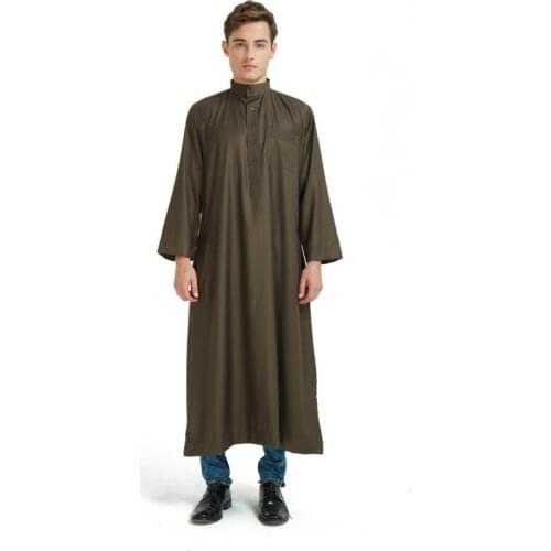 Islamic Man Arab Robe Moslim Jurken Caftan Long Clothing Robe Cotton Muslim Robe Abaya Dress Ramadan Thobe Kurta