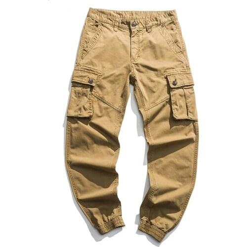 2021 New Men Trousers Solid Color Cargo Pants Military Sweatpants Multi-pocket Spring Men Cotton Sportswear Hip Hop Pencil Pants