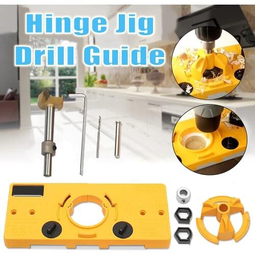 Cup Style Concealed Hinge Jig Guide Set Boring Hole Template 35mm Forstner Drill