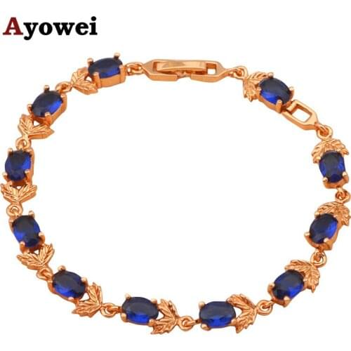 Classic Zircon Jewelry Deep Blue Crystal Zirconia Inlay rose Gold color New Charm Bracelets for women fashion jewelry TB663A
