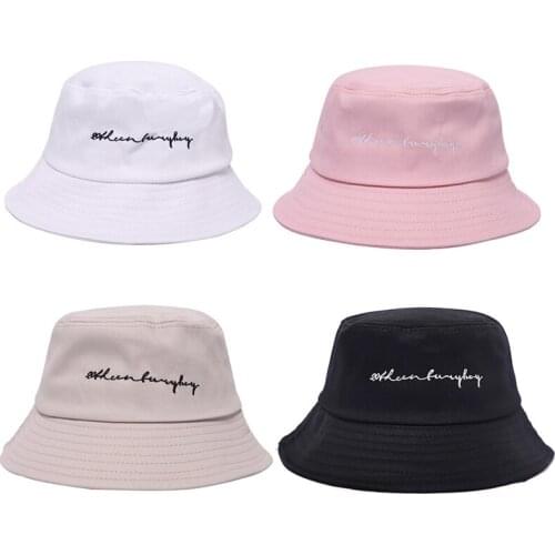 Men Women Bucket Hats Women Street Style Harajuku Letters Print Outdoor Sunscreen Cotton Travel Hunting Cap Hats Wholes