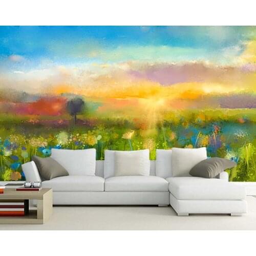 Papel de parede Oil painting flower landscape 3d wallpaper,living room TV wall children bedroom wall papers home decor mural