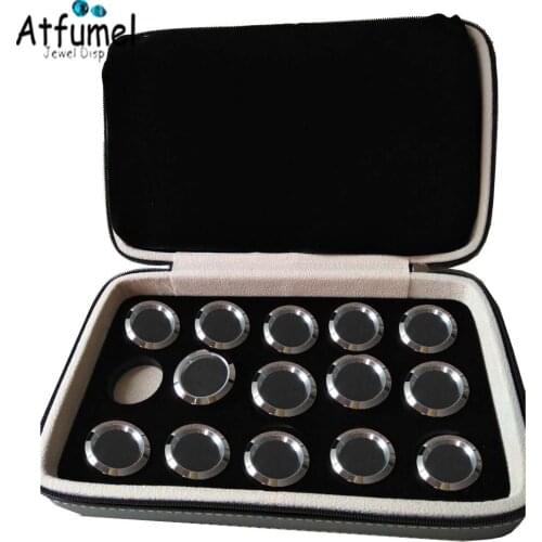 PU Diamond Jewelry Storage Box Insert 30Pcs Metal Loose Diamond Jewelry Display Box Round Zircon Box Gemstone Display Case