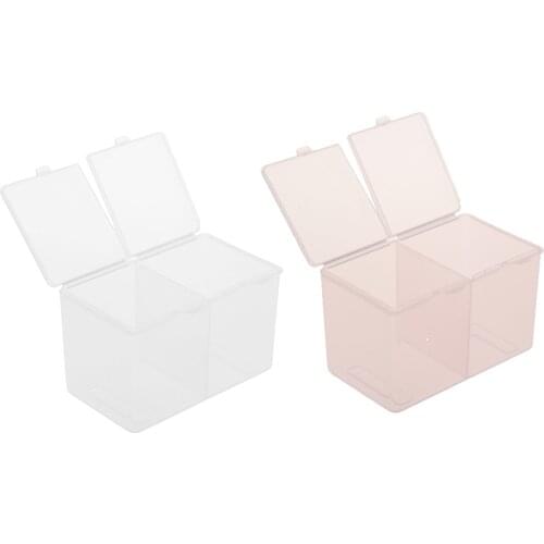 Empty Cotton Pad Holder, 2 Grids Cotton Pads Swabs Makeup Container Nail Polish