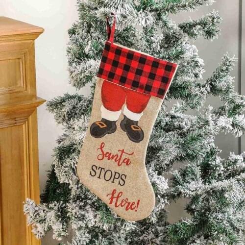 HGHO Christmas Stockings Large Xmas Stockings Decorations Santa Stops Here for Xmas Holiday Party Home Decoration Gifts
