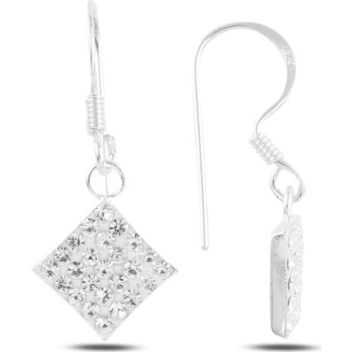 Silver 925 Sterling Dangle Crystal Stone Earrings