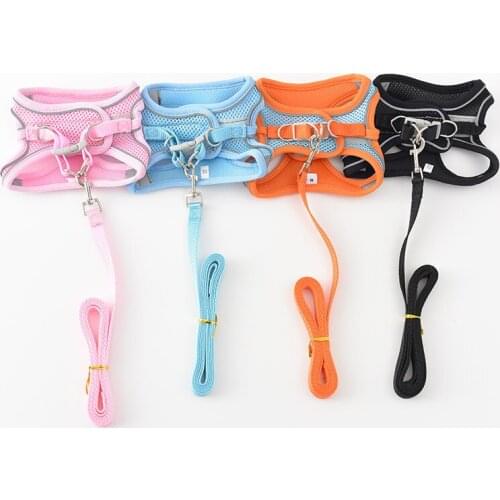 Pet Training Supplies Adjustable Outdoor Walking Breathable Pet Harness and Leash Set Puppy Cat Vest Collar For Chihuahua Pug