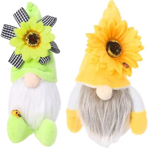 Bumble Bee Gnome Plush Decoration, Spring Sunflower Gnome Cute Faceless Doll Scandinavian Tomte Nisse Swedish Honey Bee Elf 449E