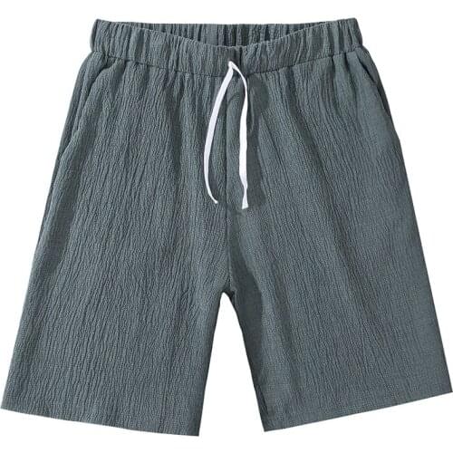 Mens Casual Shorts Fashion Men High Quality Comfy Linen Solid Color Short Trousers Male Summer Beach Breathable Flax Shorts