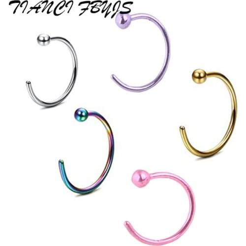 TICNCI FBYJS Piercing Nose Hoop nose ring mix 7 color body jewelry Tragus Ear Stud Helix Clip Rings