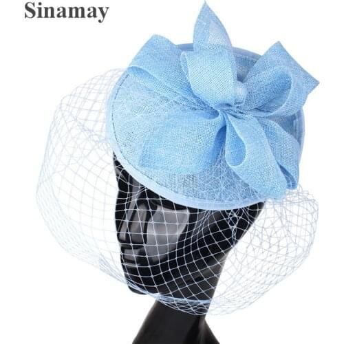 Vintage Wedding Ladies Fascinators Mesh Hats Headbands Cocktail Race Hair Accessories Cocktail Women Net Headwear Wirh Hairpin