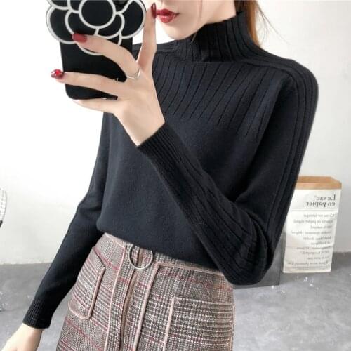 Bonjean Knitted Pullovers Female Jumper Turtleneck Winter girl Casual Sweaters Women Shirt Long Sleeve Slim Loose Sweater