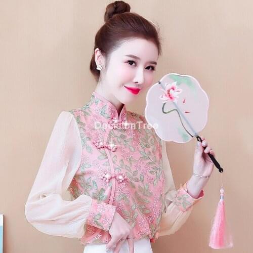 2021 chinese qipao tops women camisa chinese style mujer pattern cheongsam shirt chinese traditional cheongsam blouse qipao