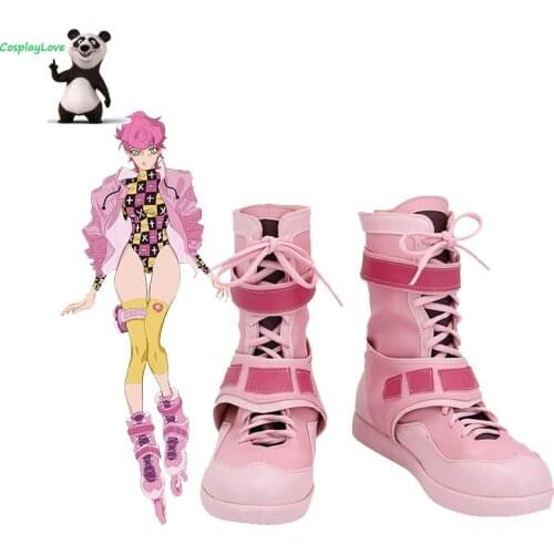 JOJOs Bizarre Adventure Golden Wind Trish Una Pink Cosplay Shoes Long Boots Leather Custom Made For Halloween