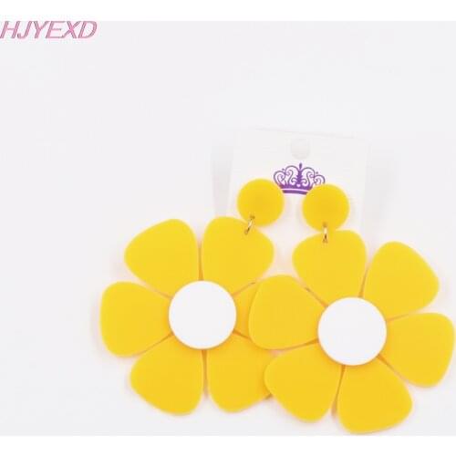 1pair) ER1157-60mm Acrylic Flower Dangle Earrings Romantic Jewelry Yellow Acrylic Earrings