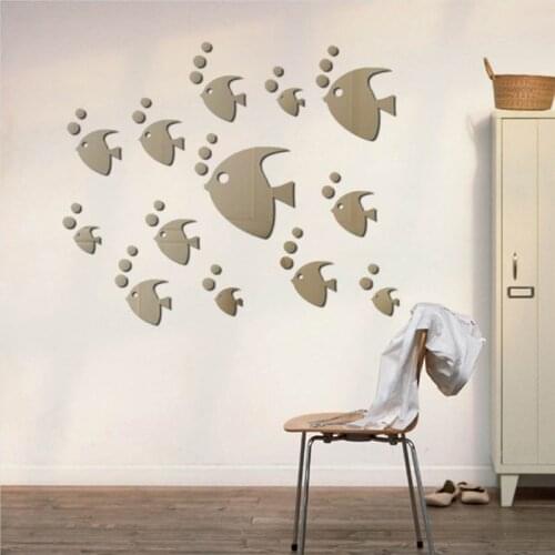 10pcs/set Acrylic Mirror Sticker Fashion Animal Sea Tropical Fish Sticker DIY Home Decor Kids Room Wall Mirror Stickers