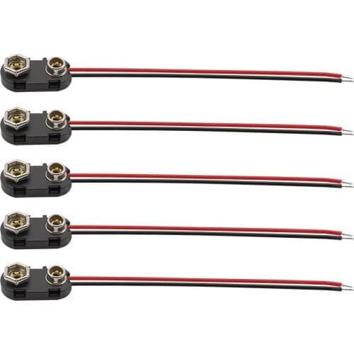 5Pcs/lot I Type 9V Battery Snap Cable Connector Plastic Hard Shell Battery Clips Buckle Holder Lead Wire Length 15CM
