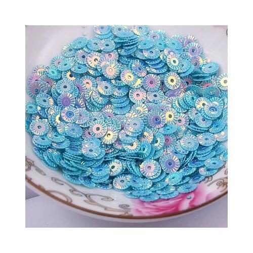 50g 4mm Round Wheel Flower Gold Plating Loose Sequins Sewing PVC DIY Paillette Light Blue Daisy Confetti Spangles