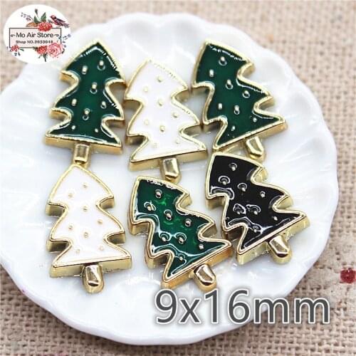 50pcs 9x16mm white/black/green plastic Christmas tree flatback decoration craft scrapbook accessories