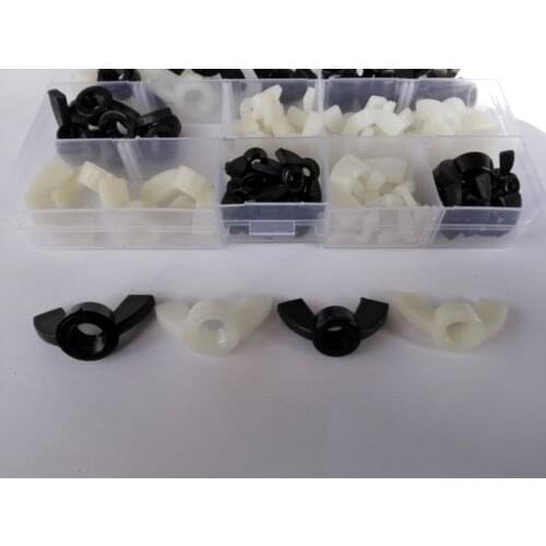 80pcs M4/M5/M6/M8/M10 Nylon Butterfly Nuts Claw Nut Assortment Set White Black Free Shipping