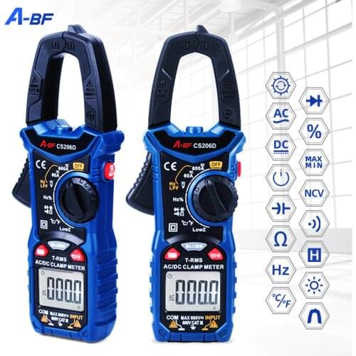 A-BF CS206B/CS206D Clamp Meter High Precision Digital Display Multifunctional AC/DC Clamp Voltage Meter Auto Range Backlight