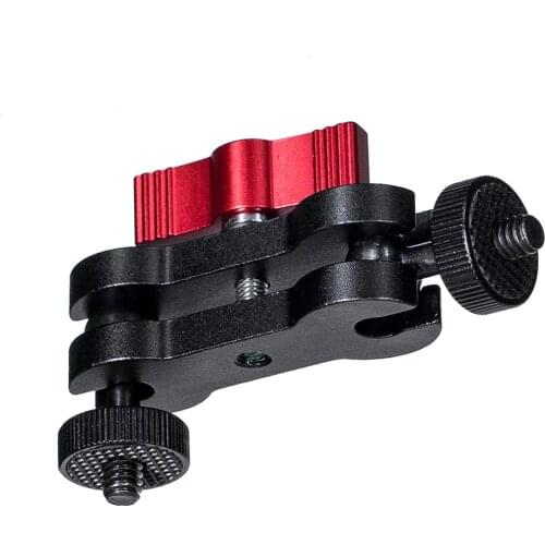 Aluminum Alloy Magic Arm Mount Adapter Dual Ball Head Hot Shoe w 1/4'' Screw for DSLR Camera Monitor LED Light Phone Portable