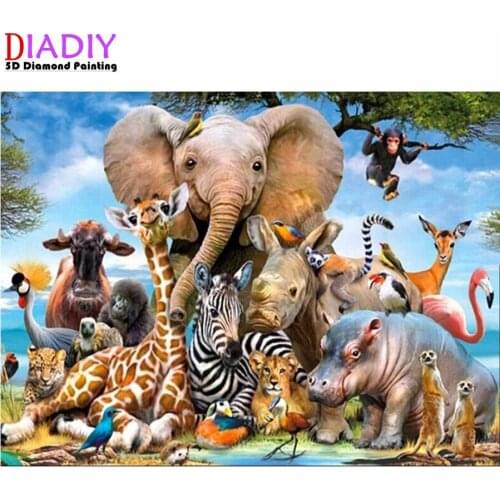 Diamond Painting Square Animal Home Decoration Mosaic Elephant Embroidery Giraffe Diamond Art Full Drill
