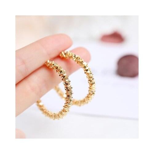 Irregular Big Circle Earrings Female Net Red Personality Korean Temperament Earrings Round Metal Women Vintage