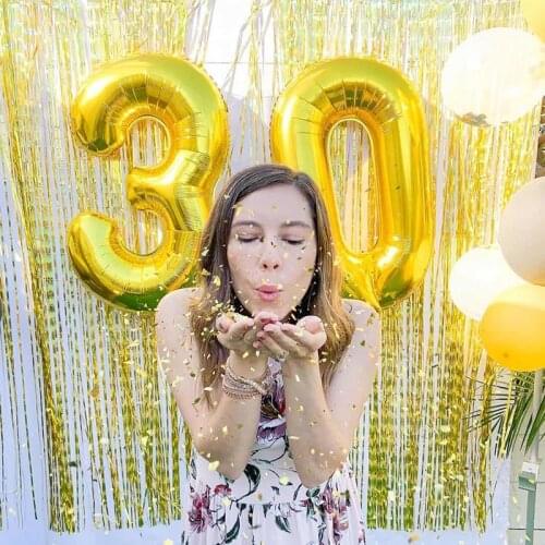 32 inch Big Number Balloon Happy Birthday Balloon Gold Pink Foil Balloons Gender Reveal Frozen Birthday Party Decor Baby Shower