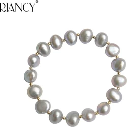 Fashion black Baroque natural freshwater pearl bracelet for women trendy real pearl jewelry birthday gift