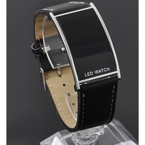 Casual Male Digital Watch Men LED Date Digital Wristwatches Black Leather Strap Stainless Steel Clock Watch For Bussiness