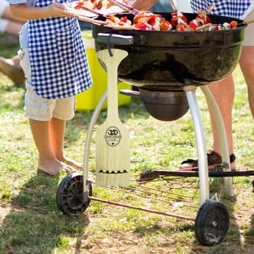 Wooden Grill Cleaner Non Wire BBQ Brush Premium Bristle Free 100% Rubber wood 18.5" Cleaning Brush Grill Scraper Paddle Tool